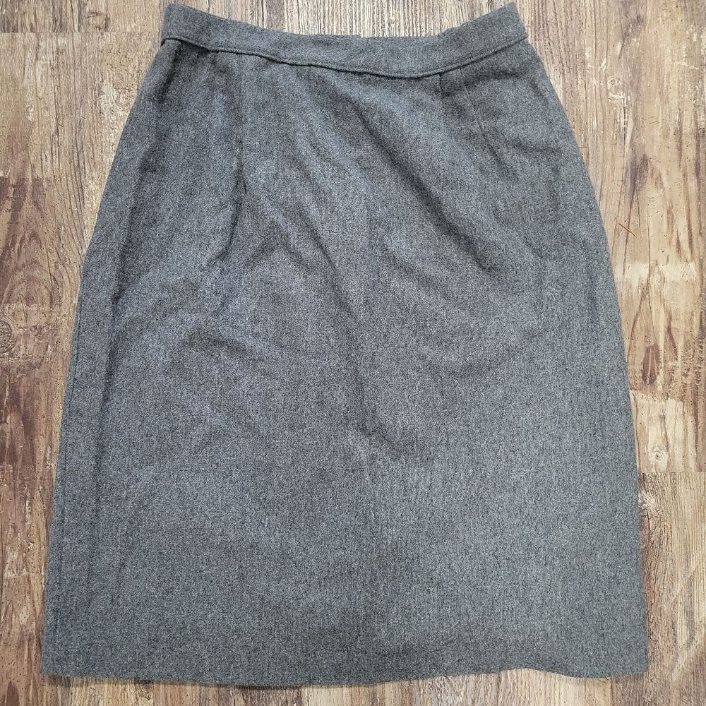 vintage 80s 90s katie brooke grey felted midi skirt elastic waist USA